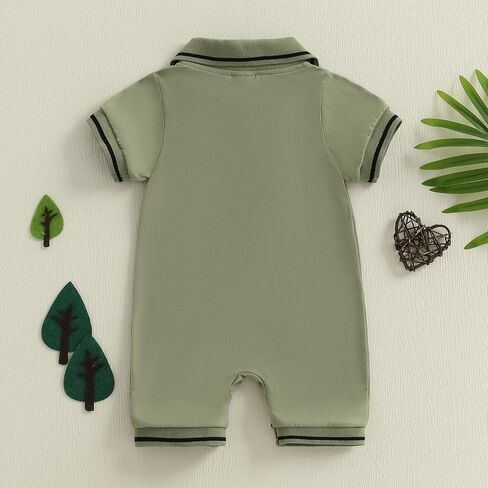 Baby Boy Dinosaur Polo Romper Clothes Infant Short Sleeve Jumpsuit Cute Newborn Summer Onesie in Kuwait
