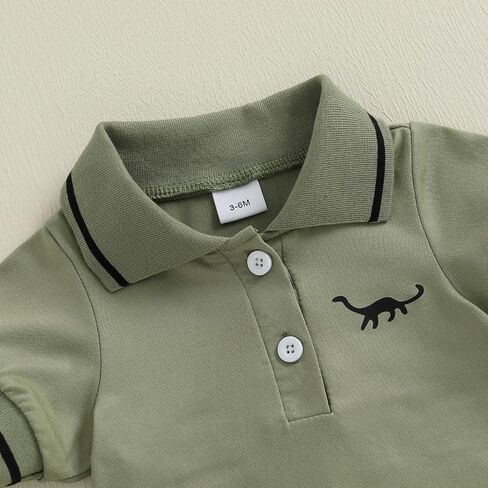 Baby Boy Dinosaur Polo Romper Clothes Infant Short Sleeve Jumpsuit Cute Newborn Summer Onesie in Kuwait
