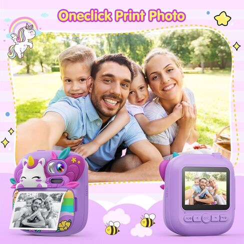 Kids Camera Instant Print, Camera for Kids with Printable Photos, Toddler Camera Toys for Children Ages 3-14, Digital Camera Birthday Gifts for Girls 4 5 6 7 8 9 10 11 12 13 Years Old (Purple) in Kuwait