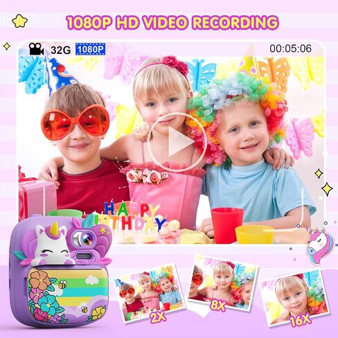 Kids Camera Instant Print, Camera for Kids with Printable Photos, Toddler Camera Toys for Children Ages 3-14, Digital Camera Birthday Gifts for Girls 4 5 6 7 8 9 10 11 12 13 Years Old (Purple) in Kuwait