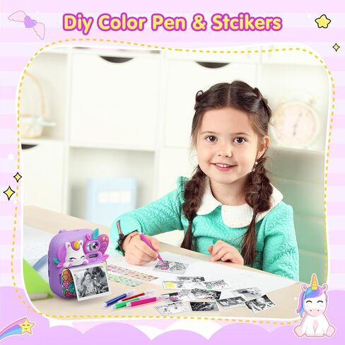 Kids Camera Instant Print, Camera for Kids with Printable Photos, Toddler Camera Toys for Children Ages 3-14, Digital Camera Birthday Gifts for Girls 4 5 6 7 8 9 10 11 12 13 Years Old (Purple) in Kuwait