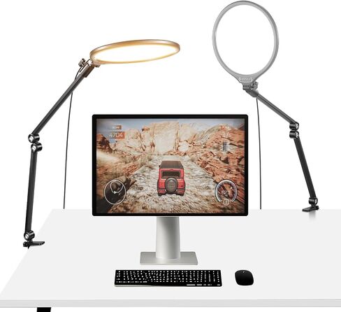 NEEWER Basics 10.5" Streaming Key Lighting, 3000-6500K 15W Full Screen LED Panel Ring Light with Adjustable Arm Stand Desk Clamp Timer for Laptop Computer Video Conference Zoom Makeup, R10 in Kuwait