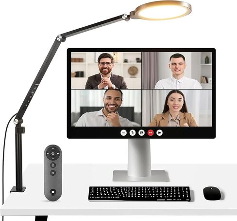 NEEWER Basics 10.5" Streaming Key Lighting, 3000-6500K 15W Full Screen LED Panel Ring Light with Adjustable Arm Stand Desk Clamp Timer for Laptop Computer Video Conference Zoom Makeup, R10 in Kuwait