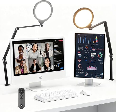 NEEWER Basics 10.5" Streaming Key Lighting, 3000-6500K 15W Full Screen LED Panel Ring Light with Adjustable Arm Stand Desk Clamp Timer for Laptop Computer Video Conference Zoom Makeup, R10 in Kuwait