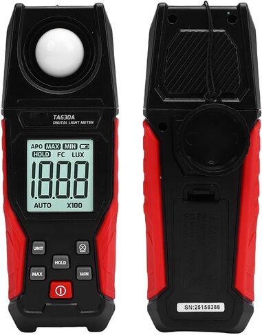 Professional Digital Lux Meter 0.1-200000LX High Accuracy Light Measurement Tool with LCD Display for Photography Lighting Inspection ABS 190g in Kuwait