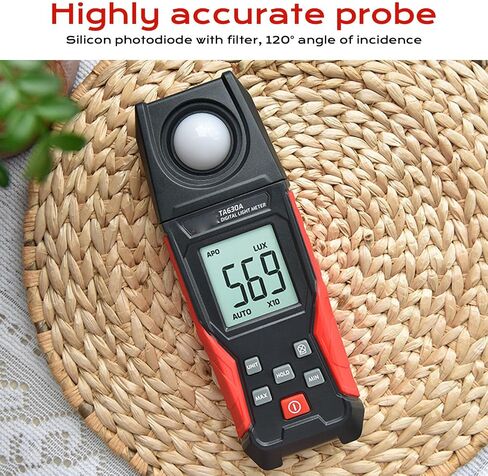 Professional Digital Lux Meter 0.1-200000LX High Accuracy Light Measurement Tool with LCD Display for Photography Lighting Inspection ABS 190g in Kuwait