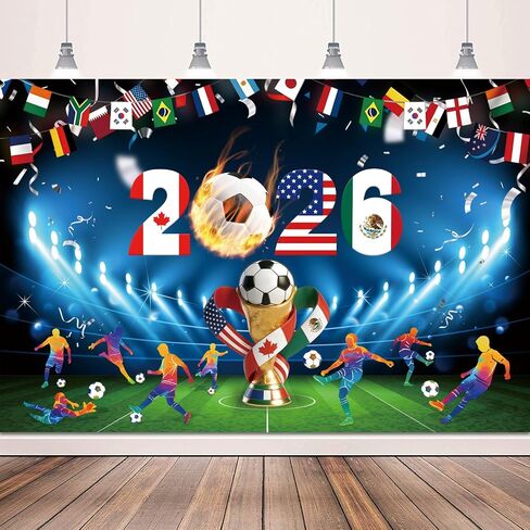 2026 World Soccer Party Decorations 5x3Ft International Sports Party Decorations Soccer Themed Background Banner Photo Booth Props for Sport Games Viewing Parties Sports Bar Birthday Classroom Decor in Kuwait
