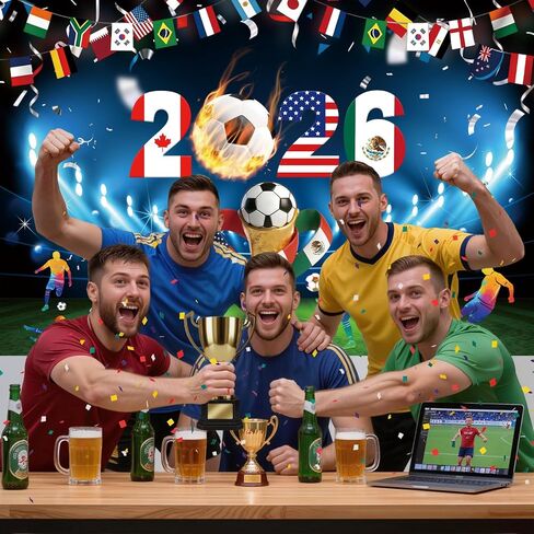 2026 World Soccer Party Decorations 5x3Ft International Sports Party Decorations Soccer Themed Background Banner Photo Booth Props for Sport Games Viewing Parties Sports Bar Birthday Classroom Decor in Kuwait