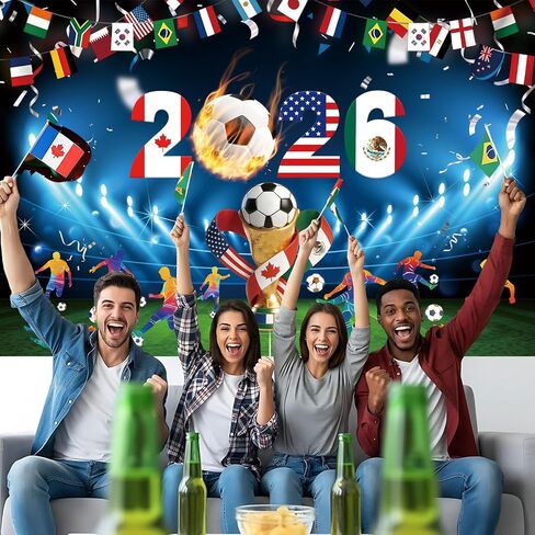 2026 World Soccer Party Decorations 5x3Ft International Sports Party Decorations Soccer Themed Background Banner Photo Booth Props for Sport Games Viewing Parties Sports Bar Birthday Classroom Decor in Kuwait