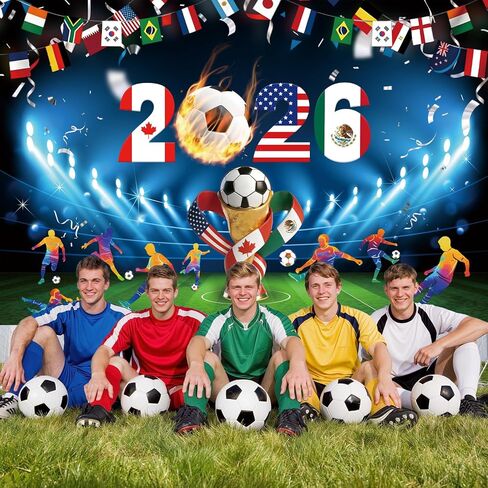 2026 World Soccer Party Decorations 5x3Ft International Sports Party Decorations Soccer Themed Background Banner Photo Booth Props for Sport Games Viewing Parties Sports Bar Birthday Classroom Decor in Kuwait