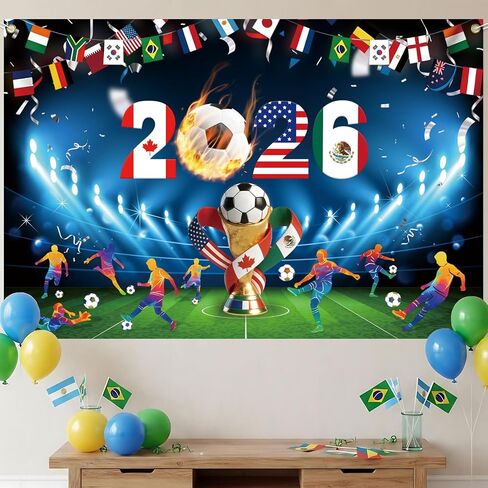 2026 World Soccer Party Decorations 5x3Ft International Sports Party Decorations Soccer Themed Background Banner Photo Booth Props for Sport Games Viewing Parties Sports Bar Birthday Classroom Decor in Kuwait