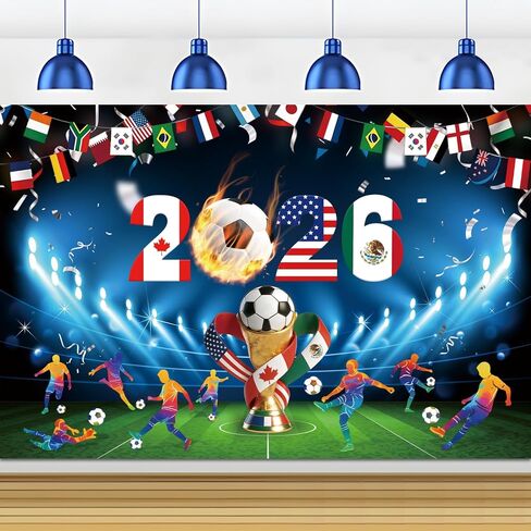 2026 World Soccer Party Decorations 5x3Ft International Sports Party Decorations Soccer Themed Background Banner Photo Booth Props for Sport Games Viewing Parties Sports Bar Birthday Classroom Decor in Kuwait