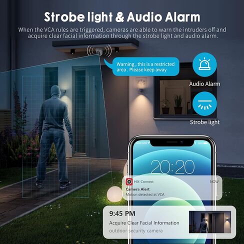 DS-2CD2386G2-ISU/SL 4K AcuSense Strobe Light and Audible Warning PoE Camera | 2.8mm Lens, Built-in Mic and Speaker, Human/Vehicle Detection, H.265+, 8MP Turret Network Camera, Compatible with HIK NVR in Kuwait