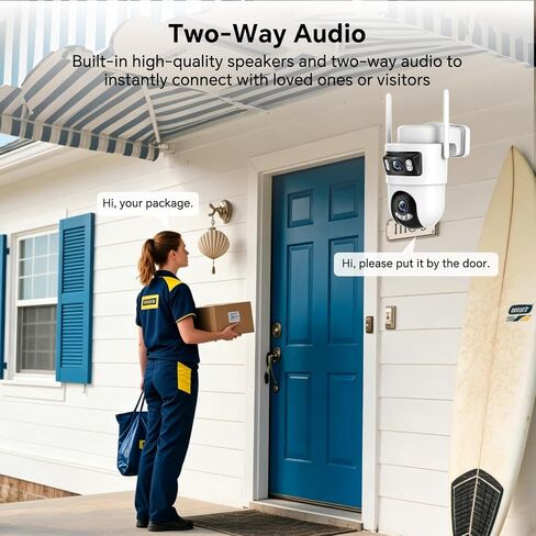 Dual Lens Security Cameras Wireless Outdoor, 360° Pan & Tilt Cameras for Home Security with Color Night Vision, 2K Full HD Video, Plug-in, 2-Way Audio, Motion Detection, Easy to Install, 2.4GHz WiFi in Kuwait