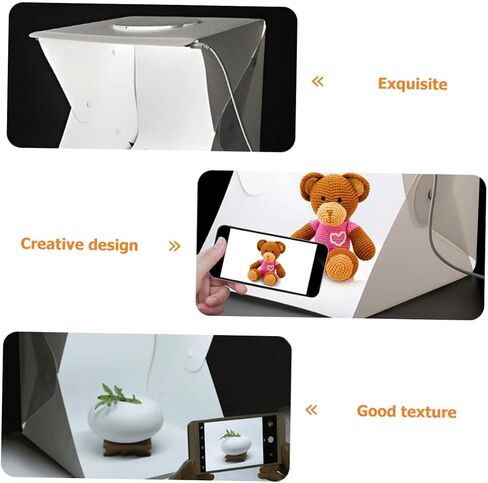 Kisangel Portable Photography Light Box Kit 30cm with Mini LED Softbox, Dual LED Strips, Black and White Backdrops for Product Photography and Studio Shooting in Kuwait