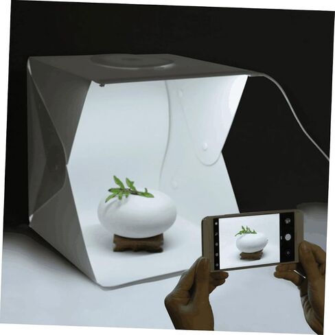 Kisangel Portable Photography Light Box Kit 30cm with Mini LED Softbox, Dual LED Strips, Black and White Backdrops for Product Photography and Studio Shooting in Kuwait