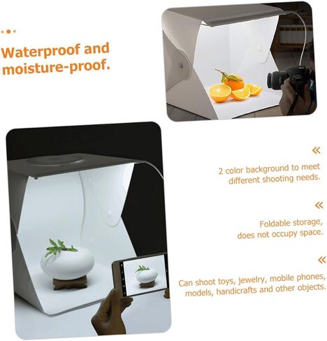 Kisangel Portable Photography Light Box Kit 30cm with Mini LED Softbox, Dual LED Strips, Black and White Backdrops for Product Photography and Studio Shooting in Kuwait