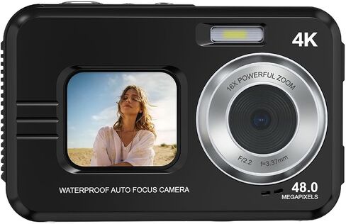 4K Underwater Camera, 48MP Autofocus Dual Screen Digital Camera with 32GB Card for Snorkeling Swimming Diving (Blue) in Kuwait