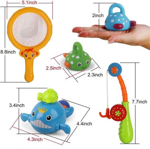 Dwi Dowellin Bath Toys Fishing Games Swimming Whales Bath Time Bathtub Toy for Toddlers Baby Kids Infant Fish Set Age 18months and up in Kuwait