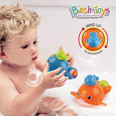 Dwi Dowellin Bath Toys Fishing Games Swimming Whales Bath Time Bathtub Toy for Toddlers Baby Kids Infant Fish Set Age 18months and up in Kuwait