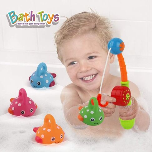 Dwi Dowellin Bath Toys Fishing Games Swimming Whales Bath Time Bathtub Toy for Toddlers Baby Kids Infant Fish Set Age 18months and up in Kuwait