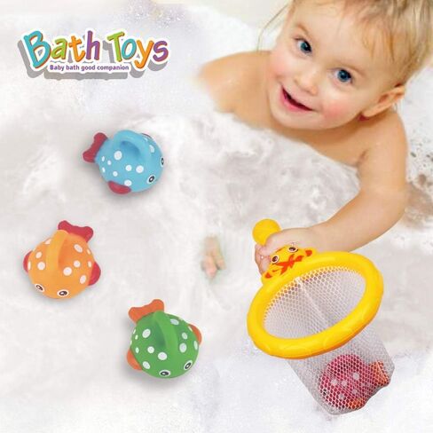 Dwi Dowellin Bath Toys Fishing Games Swimming Whales Bath Time Bathtub Toy for Toddlers Baby Kids Infant Fish Set Age 18months and up in Kuwait