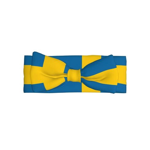 Swedish flag Baby Bow Headband for Girls 0-6 Months - Soft Stretchable Knit Headwrap for Newborn Infant Photography, Shower Gift in Kuwait