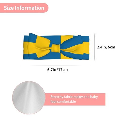 Swedish flag Baby Bow Headband for Girls 0-6 Months - Soft Stretchable Knit Headwrap for Newborn Infant Photography, Shower Gift in Kuwait