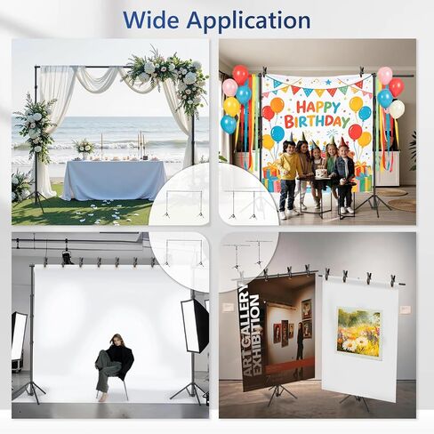 EMART 3-in-1 Backdrop Stand Kit 10x8.5 ft for Photography Studio, T-Shape Banner Back Drop Stand for Party, Wedding, Dectoration, Background Stand for Photo Video Studio with Carry Bag, 8 Clamps in Kuwait