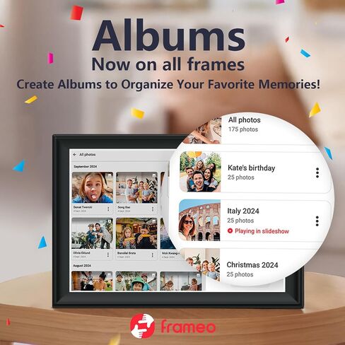 64GB FRAMEO 10.5 Inch Smart WiFi Digital Photo Frame 1920x1280 FHD IPS LCD Touch Screen, Auto-Rotate, 64GB Storage, Support SD Card & USB Drive, Share Moments Instantly via Frameo App from Anywhere in Kuwait