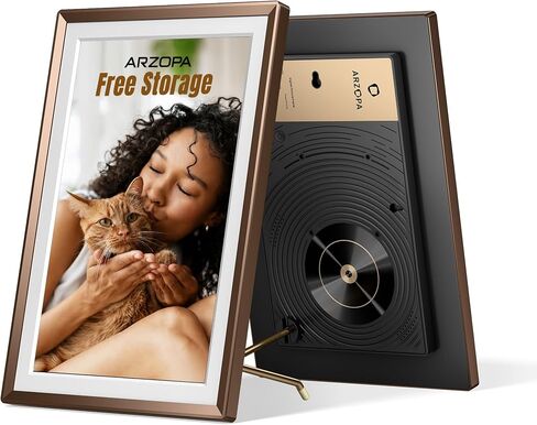 ARZOPA D10 Metal Digital Picture Frame Free Cloud Storage No Subscription 10.1" HD Anti-Glare Touchscreen Load Photos & Videos from Phone Ideal for Thoughtful Gifting Exquisite - Champagne Gold in Kuwait