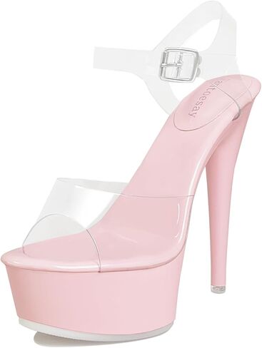 Fantoesay Women's Platform Stiletto Heel Sandals Clear Strappy Dress Shoes for Party Club Wedding in Kuwait