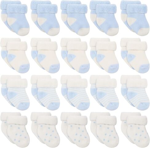 Janmercy 20 Pairs Preemie Socks Premature Newborn Baby Terry Bootie Warm Socks for Infant Preemie Baby in Kuwait