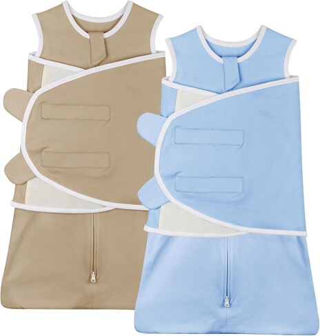 Baby Sleep Sack Swaddle 6-9 Months Arms Up Swaddles Arms in/Out 2-Way Zipper 100% Cotton, 2-Pack 0.8 Tog Transition Swaddle Sleep Sack 6-9 Months Baby Swaddles for Boy Girl (Large 20-27lbs) in Kuwait