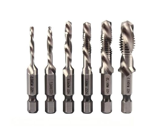 6pc Combination Drill Tool,Hexagonal Shank Drill Bit Set Machine Screwdriver,for Threading and Hole Drilling in Kuwait