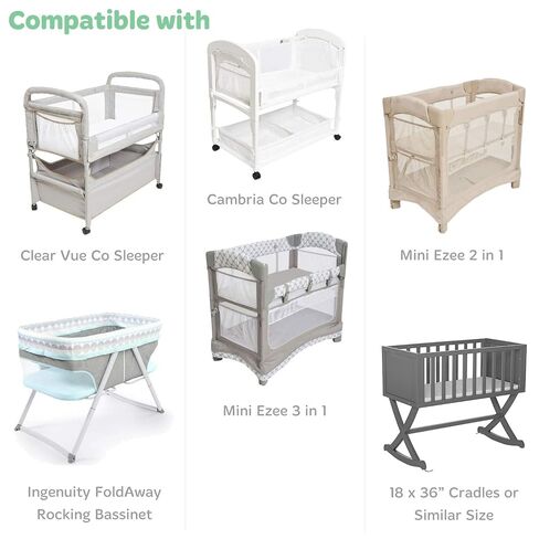Baby Cradle Sheets Fitted 18x36x2 - Compatible with Arms Reach Co Sleeper Cambria, Clear Vue, Mini Ezee,Bassinet - Pure Jersey Cotton - Breathable | Unisex in Kuwait