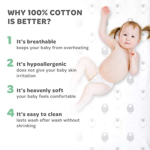Baby Cradle Sheets Fitted 18x36x2 - Compatible with Arms Reach Co Sleeper Cambria, Clear Vue, Mini Ezee,Bassinet - Pure Jersey Cotton - Breathable | Unisex in Kuwait