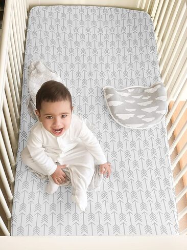Pack N Play Sheets - 100% Super Soft Jersey Knit Cotton Mattress Sheets - Portable Mini Crib Sheets (24 x 38 x 5) in Pack & Play Pattern in Kuwait