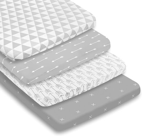 Pack N Play Sheets - 100% Super Soft Jersey Knit Cotton Mattress Sheets - Portable Mini Crib Sheets (24 x 38 x 5) in Pack & Play Pattern in Kuwait