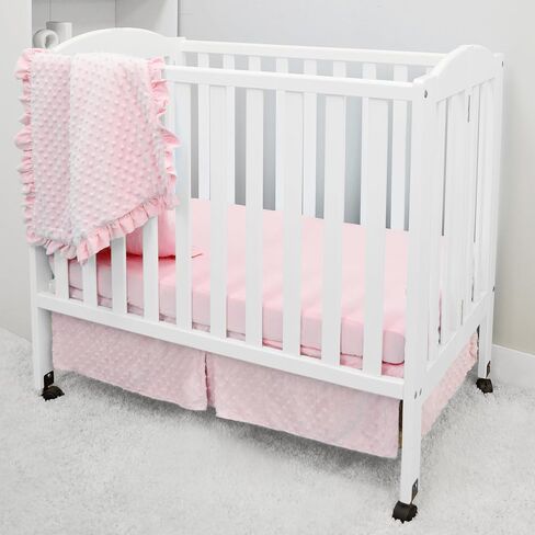 American Baby Company Heavenly Soft Minky Dot 3-Piece Mini/Portable Crib Bedding Set, Pink, for Girls in Kuwait