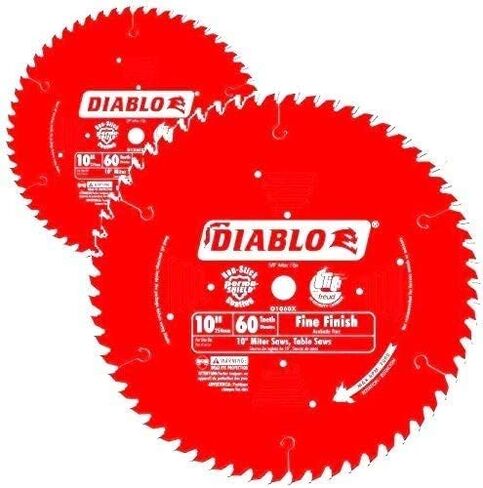 Diablo Fine Finish Saw Blade for Wood - 60 Hi-ATB Teeth, 10" Dia - 2-Pack | Ultra-Smooth Cuts, .098" Kerf, 5/8" Arbor - D1060X in Kuwait
