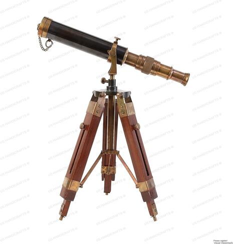 Vintage Brass Nickel on Tripod Stand – Chrome Desktop Telescope for Home Decor & Table Accessory, Nautical Spyglass for Navy & Outdoor Adventures (Style 1) in Kuwait