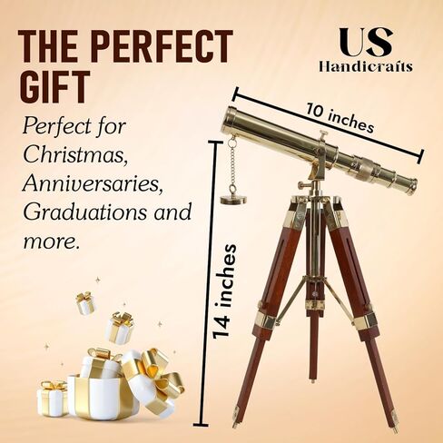 Vintage Brass Nickel on Tripod Stand – Chrome Desktop Telescope for Home Decor & Table Accessory, Nautical Spyglass for Navy & Outdoor Adventures (Style 1) in Kuwait