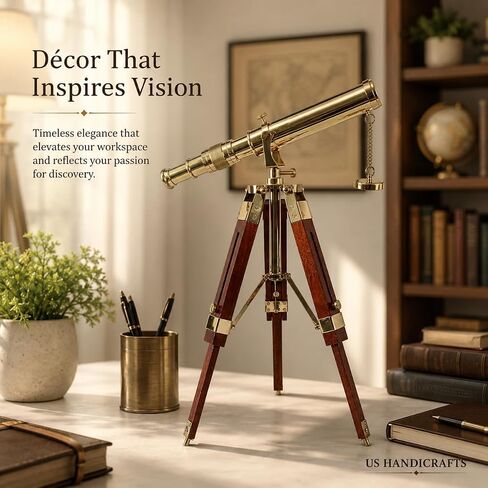 Vintage Brass Nickel on Tripod Stand – Chrome Desktop Telescope for Home Decor & Table Accessory, Nautical Spyglass for Navy & Outdoor Adventures (Style 1) in Kuwait