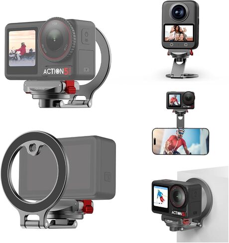 BRDRC Action 5 Pro Magnetic Stand Base, Quick Release Adapter Aluminum Alloy 360° Adjustable Mount for Osmo 360/4/3 Accessories, for MagSafe Phone Stand Desktop Holder with 1/4" Screw Hole in Kuwait