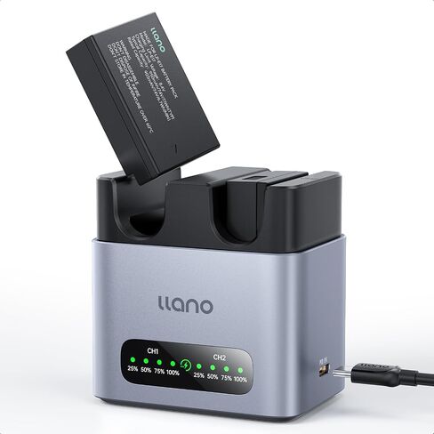 llano 2 pack LP-E17 Battery & 20W Fast Charger Set:Dual Slot for Canon Camera EOS R50 R8 R10 R100 RP T6i T7i T8i T6S SL2 SL3 M3 M5 M6 77D 200D 250D 750D 760D 800D 8000D, USB-C,LED,Durable CNC Aluminum in Saudi Arabia