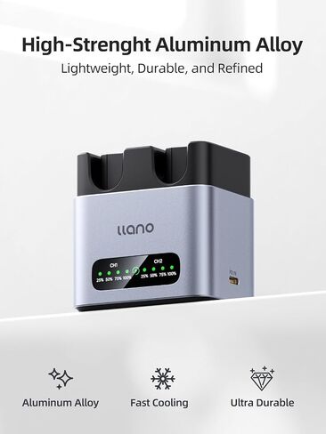 llano 2 pack LP-E17 Battery & 20W Fast Charger Set:Dual Slot for Canon Camera EOS R50 R8 R10 R100 RP T6i T7i T8i T6S SL2 SL3 M3 M5 M6 77D 200D 250D 750D 760D 800D 8000D, USB-C,LED,Durable CNC Aluminum in Saudi Arabia