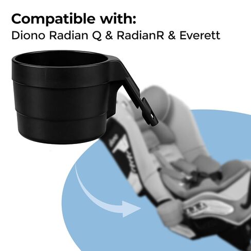 Diono XL Car Seat Cup Holders for Radian and Everett Car Seats, Pack of 3 Cup Holders, Black in Kuwait