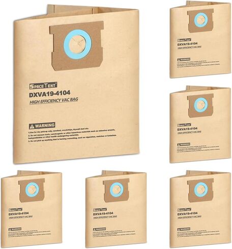 6 Pack DXVA19-4104 Shop Vac Bags for DEWALT 5 to 8 Gallon Wet/Dry Vacuums | Fit Models# DXV05P DXV05S DXV05P-QT DXV05S-QT DXV06PL DXV06PL-QT DXV08S DXV08SL DXV08SA DXV08S-QT, 2-Layer Material in Kuwait