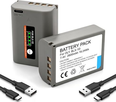 2 Pack BLX-1 Battery for Olympus for OM System | OM-1/OM1/OM-1 ii / OM1 2 /OM-1 Mark II Mirrorless BLX-1 SBCX-1 Replacement Camera Battery with Built-in USB-C Charging Port in Kuwait